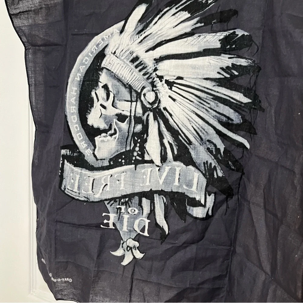 Hav A Hank LIVE FREE OR DIE American Hardcore Black Skull Bandana